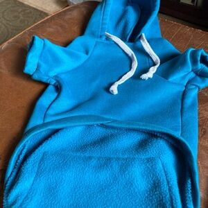 Bright Blue Dog Hoodie with Fleece Material and Short Sleeves